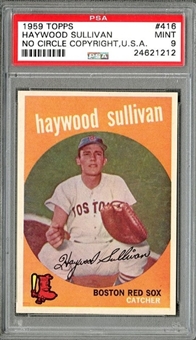 1959 Topps #416 Haywood Sullivan, No Circle Copyright, U.S.A. - PSA MINT 9